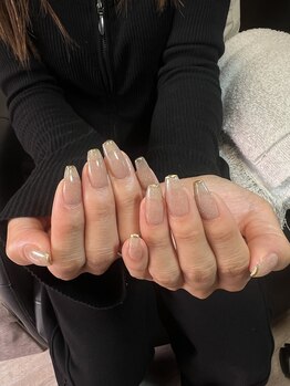 エマネイル(Emma Nail)/ミラーフレンチ、可愛い秋感