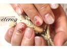 秋の手書きフラワーネイル