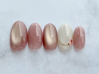 オレンジスティック/マグネット/押し花/ラメ/ピンク