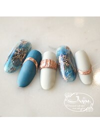 雪の結晶×天然石ネイル