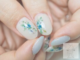 水彩ドライフラワーネイル