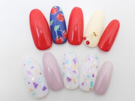さくらんぼネイル　シェルネイル