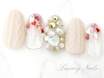 ラグジュアリーネイルズ カワグチ(Luxury Nails Kawaguchi)/ハート*ニットネイル