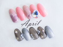 エイプリルプラス(April plus)/ハートネイル＆ビジューネイル