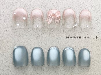 マリーネイルズ 近鉄あべのハルカス店(MARIE NAILS)の写真/★オフ込みトレンドデザイン¥8800。手足同時施術可♪JNA1級、認定講師も在籍！デザイン＆爪の形もご提案♪