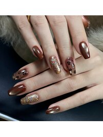 ヒョウ柄ネイル冬人気ネイル