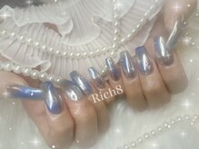 ネイルアンドまつげエクステ リッチエイト 原宿店(Rich8)/ミラー×ふんわりブルーネイル