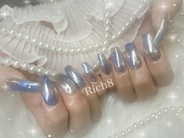 ミラー×ふんわりブルーネイル