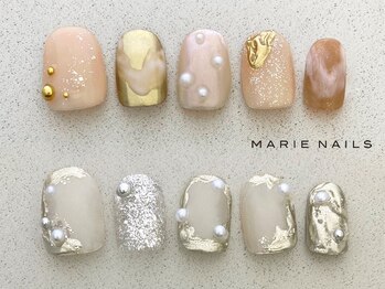 マリーネイルズ 近鉄あべのハルカス店(MARIE NAILS)の写真/★人気No.1オフ込みトレンドデザイン¥8800。アフターケアも◎！HAND・FOOT同時可♪１級資格認定講師も在籍
