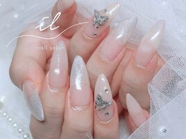 オーロラミラー×ホワイトネイル