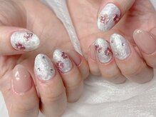 Li-Re GINZA【パラジェル・フィルイン・美爪育成】/ホワイトエンボスの桜ネイル