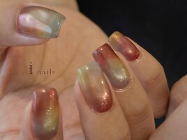 秋色果実マグネット滲みネイル