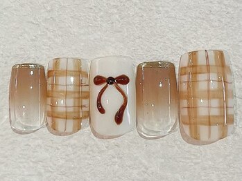 リボンネイル チェックネイル