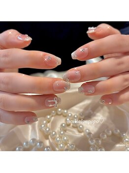 nail salon popo 新宿三丁目2号店　〈韓国ネイル×ワンホンネイル×長さだし〉/キラキラ☆