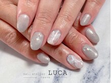 ネイルアトリエルカ(nail atelier LUCA)/W-597 シルバー大理石ネイル