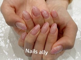 ラメグラデーション×ピンク