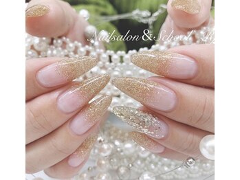 ネイルサロン アンド スクール アールジェイビー(Nailsalon&School Rjb)/シンプル☆ラメグラスカルプ