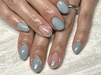 ジュリネイル(JULIE NAIL)/くすみブルー×パール