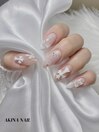 レース×立体リボン 姫系ネイル