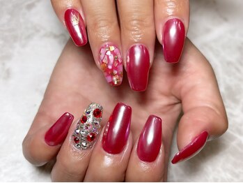 レディグリッター(Lady glitter)/RED+ホワイトメタリックオーロラ