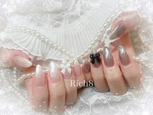 ネイルアンドまつげエクステ リッチエイト 原宿店(Rich8)/モノトーンリボン韓国ネイル