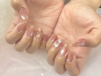 ヒラソルネイル(Girasol nail)/マグにリボン乗せ