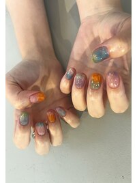 クリアカラフルニュアンスネイル