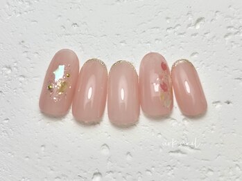 アークネイル 下北沢(urk.nail)/さくらの花びらホロ 春ネイル