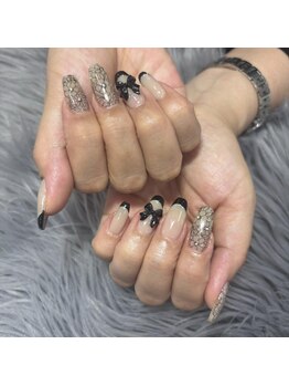 クリスタルネイル ゆめタウン夢彩都(CRYSTAL NAIL)/レースリボンネイル