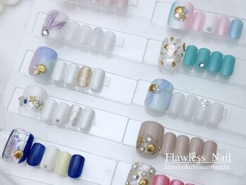 フローレスネイル 新宿店(FlawlessNail)の写真/アートたっぷりフットネイル￥6980/￥7280/￥8000【毎回オフ無料☆】１カラー￥6180も人気!デザインも豊富!