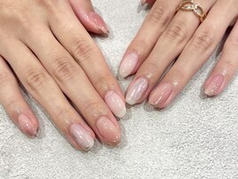 ニュアンス＆桃ネイル