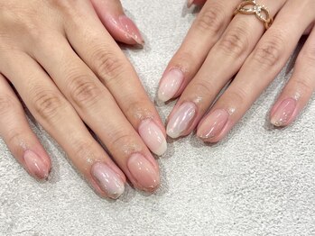 ニュアンス＆桃ネイル