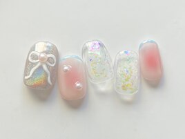 リボン×チークネイル