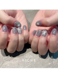 推しカラー×リボンネイル