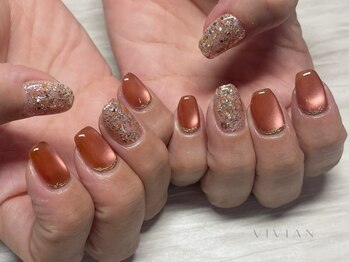 ヴィヴィアン ネイル(Vivian nail)/オレンジ マグ ラメ