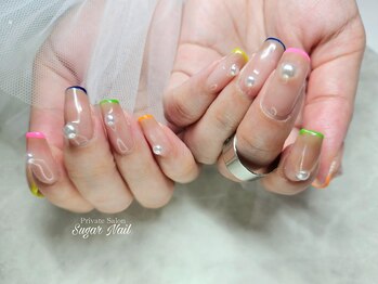 シュガーネイル(sugar nail)/カラフルネオンフレンチ