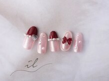 イル 神戸店/赤×ピンク×ストレートフレンチ