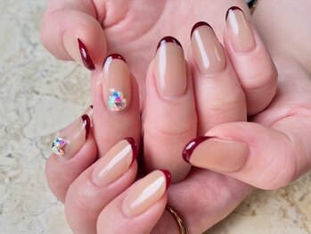ネイルサロンアンドスクール ミュー(Nail Salon & school mieux)/スキニーボルドーフレンチ