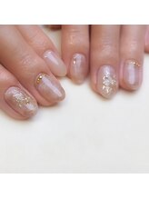 ピオニーネイル(peony nail)/ポンセチア＆マーブル