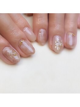 ピオニーネイル(peony nail)/ポンセチア&マーブル