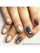 エム(M)/マット+ミラーフレンチネイル☆