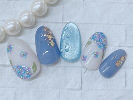 梅雨　水滴　あじさい