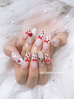 private nail salon embellir【長さだし/持ち込み/フィルイン/韓国ネイル】の写真/《スカルプ持ち込みdesign》SNSで写真映えするスカルプ*。☆豊富なパーツで貴方だけのネイルを叶えます♪