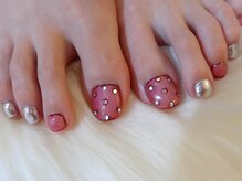 アミュリー ネイル アトリエ(Amury nail atelier)/ミラーネイル ボルドー ドット