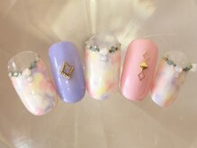 ラリュールネイル(L'Allure nail)/パステルタイダイ柄ネイル￥8200