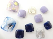 ネイルサロン クイール 小山店(NAIL SALON QUILL)/ワンカラー+タイダイ+雪の結晶