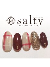 ネイルアンドアイラッシュサロン ソルティ 寺田町(salty)/チェックネイル