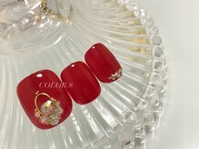 ネイルサロン カラーエイト(Nailsalon COLOR.8)/フットネイル・ストーン・レッド