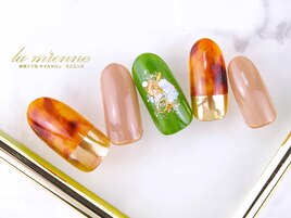 べっ甲 秋ネイル ミラーネイル