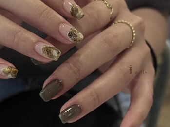 アイネイルズ 吉祥寺店(I nails)/ワンカラーちぐはぐインクネイル